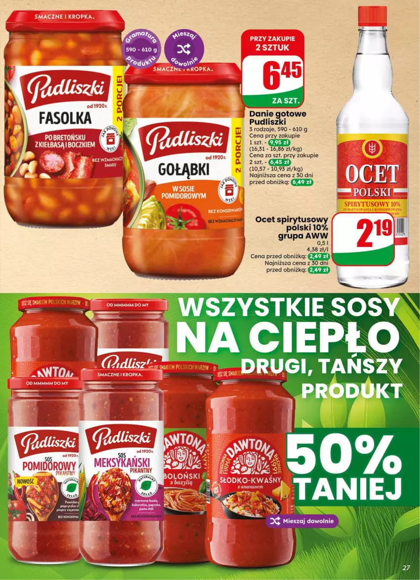 Gazetka promocyjna Dino - Gazetka 34 / 2026 - ważna 19.08 do 25.08.2026 - strona 27 - produkty: Danie gotowe, Ocet, Pudliszki, Sos