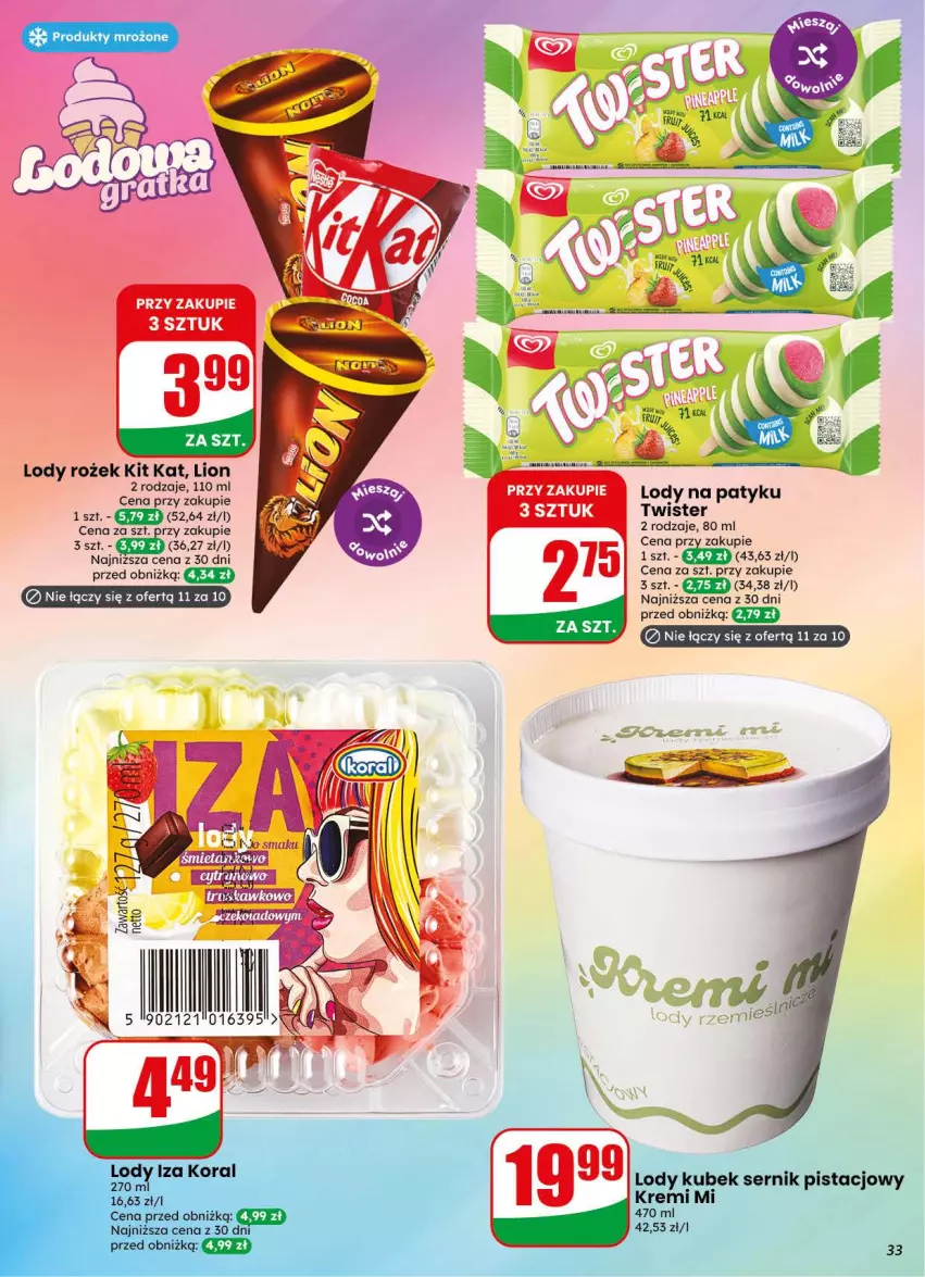 Gazetka promocyjna Dino - Gazetka 34 / 2026 - ważna 19.08 do 25.08.2026 - strona 33 - produkty: Kit Kat, Kubek, Lion, Lody, Ser