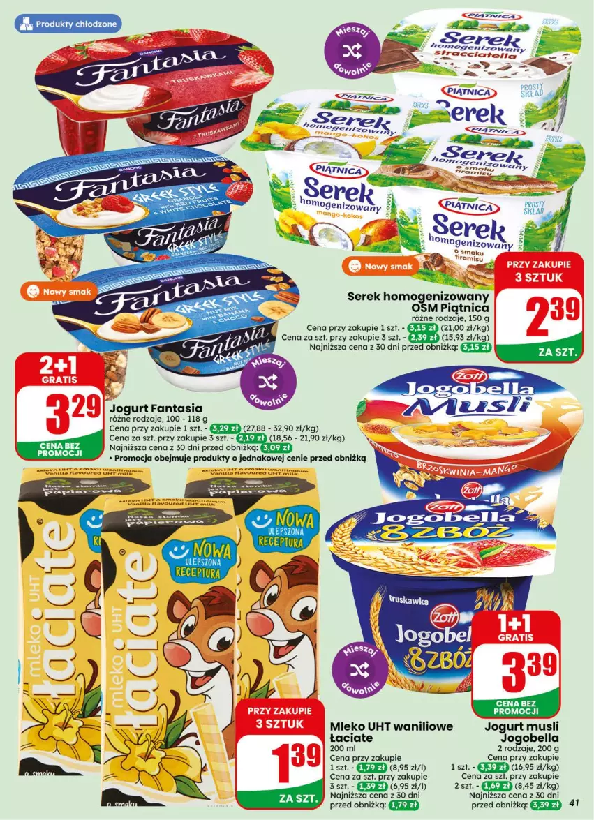 Gazetka promocyjna Dino - Gazetka 34 / 2026 - ważna 19.08 do 25.08.2026 - strona 41 - produkty: Bell, Bella, Fa, Fanta, Jogobella, Jogurt, Mleko, Mus, Piątnica, Ser, Serek, Serek homogenizowany