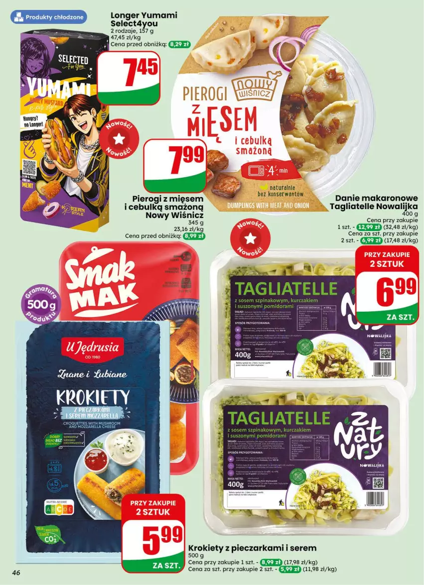 Gazetka promocyjna Dino - Gazetka 34 / 2026 - ważna 19.08 do 25.08.2026 - strona 46 - produkty: Krokiety, Makaron, Piec, Pieczarka, Pierogi, Ser, Tagliatelle