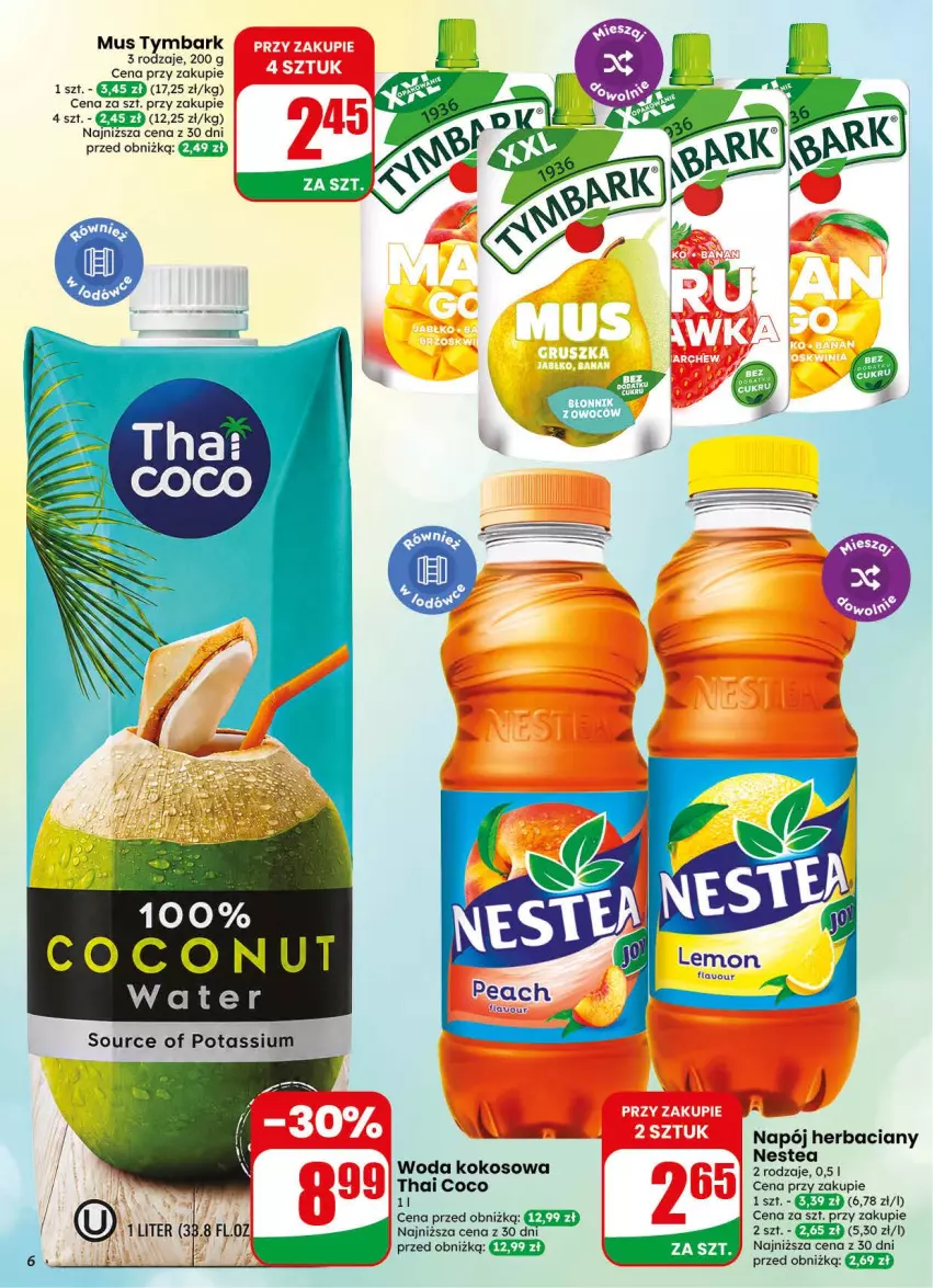 Gazetka promocyjna Dino - Gazetka 34 / 2026 - ważna 19.08 do 25.08.2026 - strona 6 - produkty: Kokos, Mus, Napój, Nestea, Tymbark, Woda