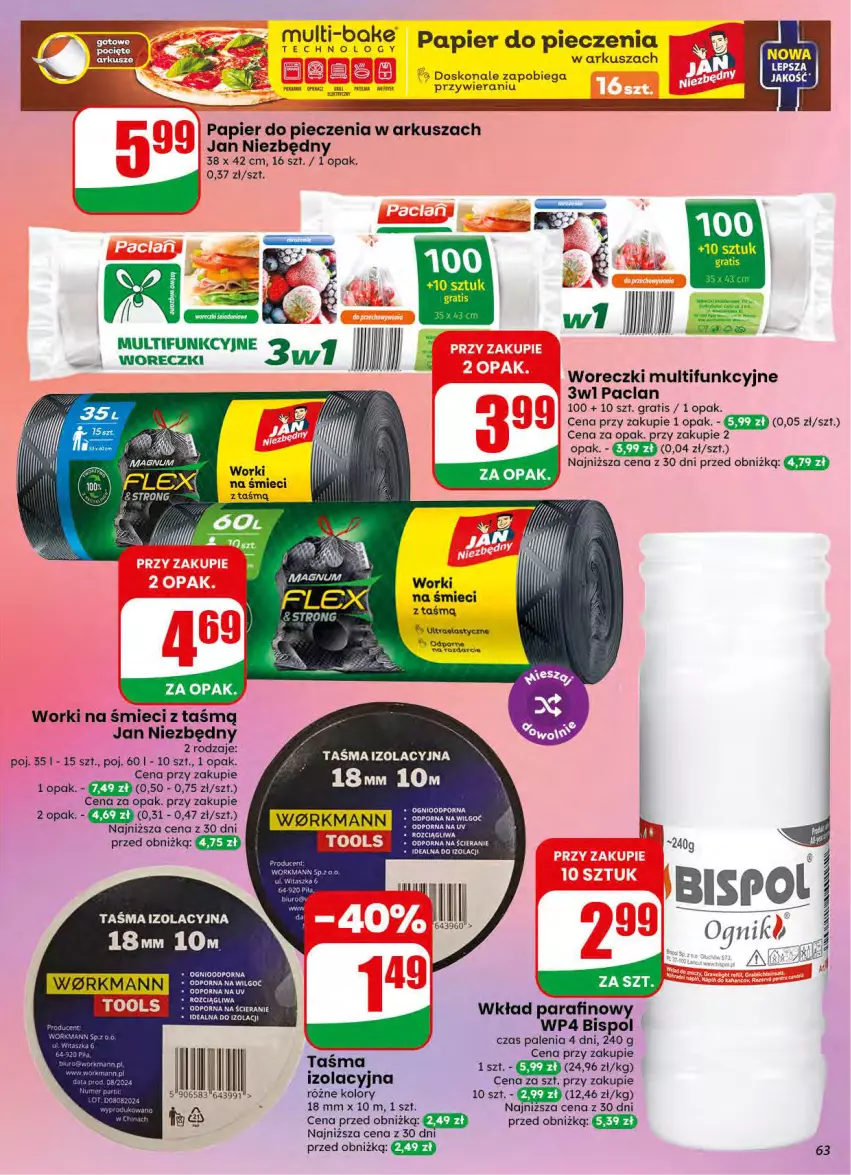 Gazetka promocyjna Dino - Gazetka 34 / 2026 - ważna 19.08 do 25.08.2026 - strona 63 - produkty: Gra, Jan Niezbędny, Papier, Papier do pieczenia, Piec, Por, Worki na śmiec, Worki na śmieci