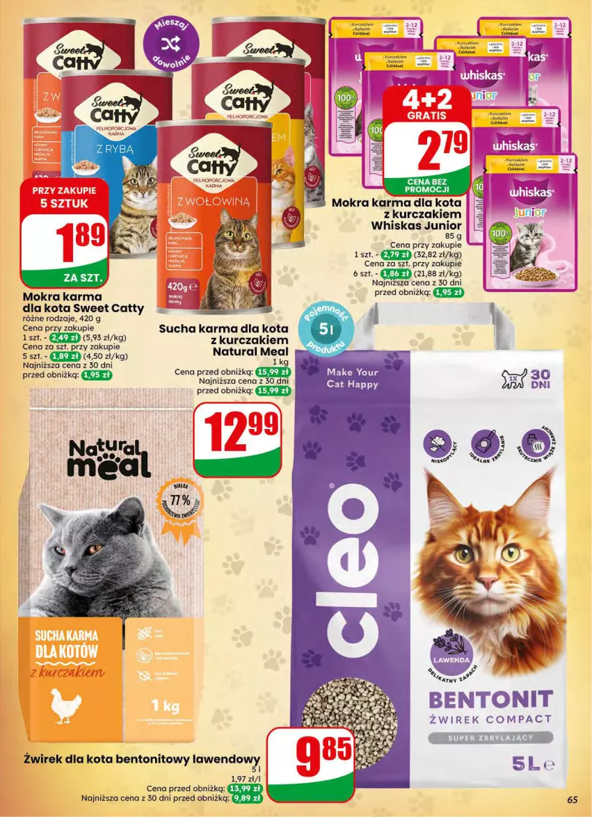 Gazetka promocyjna Dino - Gazetka 34 / 2026 - ważna 19.08 do 25.08.2026 - strona 65 - produkty: Kurczak, Mokra karma, Sucha karma, Whiskas