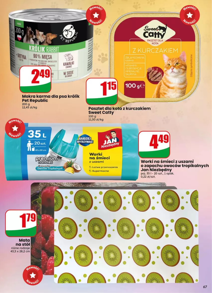Gazetka promocyjna Dino - Gazetka 34 / 2026 - ważna 19.08 do 25.08.2026 - strona 67 - produkty: Jan Niezbędny, Królik, Kurczak, Mokra karma, Pasztet, Stół, Worki na śmiec, Worki na śmieci