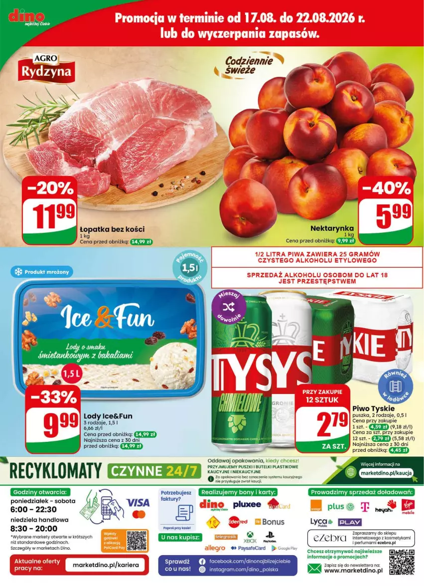 Gazetka promocyjna Dino - Gazetka 34 / 2026 - ważna 19.08 do 25.08.2026 - strona 77 - produkty: Fa, Gra, JBL, Lody, Mobil, Nektar, Nektarynka, Perfum, Piwo, Tera, Tyskie, Xbox