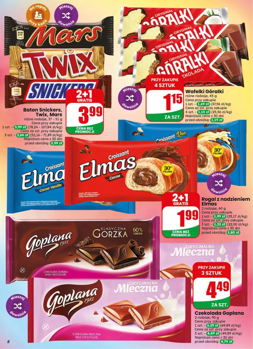 Gazetka promocyjna Dino - Gazetka 34 / 2026 - ważna 19.08 do 25.08.2026 - strona 8 - produkty: Baton, Czekolada, Goplana, Góralki, LANA, Mars, Rogal, Snickers, Twix