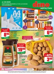 Gazetka promocyjna Dino - Gazetka 34 / 2026 - Gazetka - ważna od 25.08 do 25.08.2026 - strona 1 - produkty: Kurczak, Kawa rozpuszczalna, Sok, Ser, JBL, Papier, Parówki, Kawa, Ziemniaki, Velvet, Tarczyński, Jacobs Velvet, Jacobs, Fa