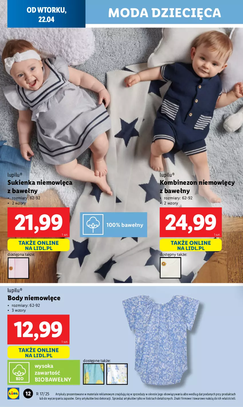 Gazetka promocyjna Lidl - GAZETKA - ważna 22.04 do 27.04.2025 - strona 12 - produkty: Body, Dzieci, Kombinezon, Moda, Sok, Sukienka