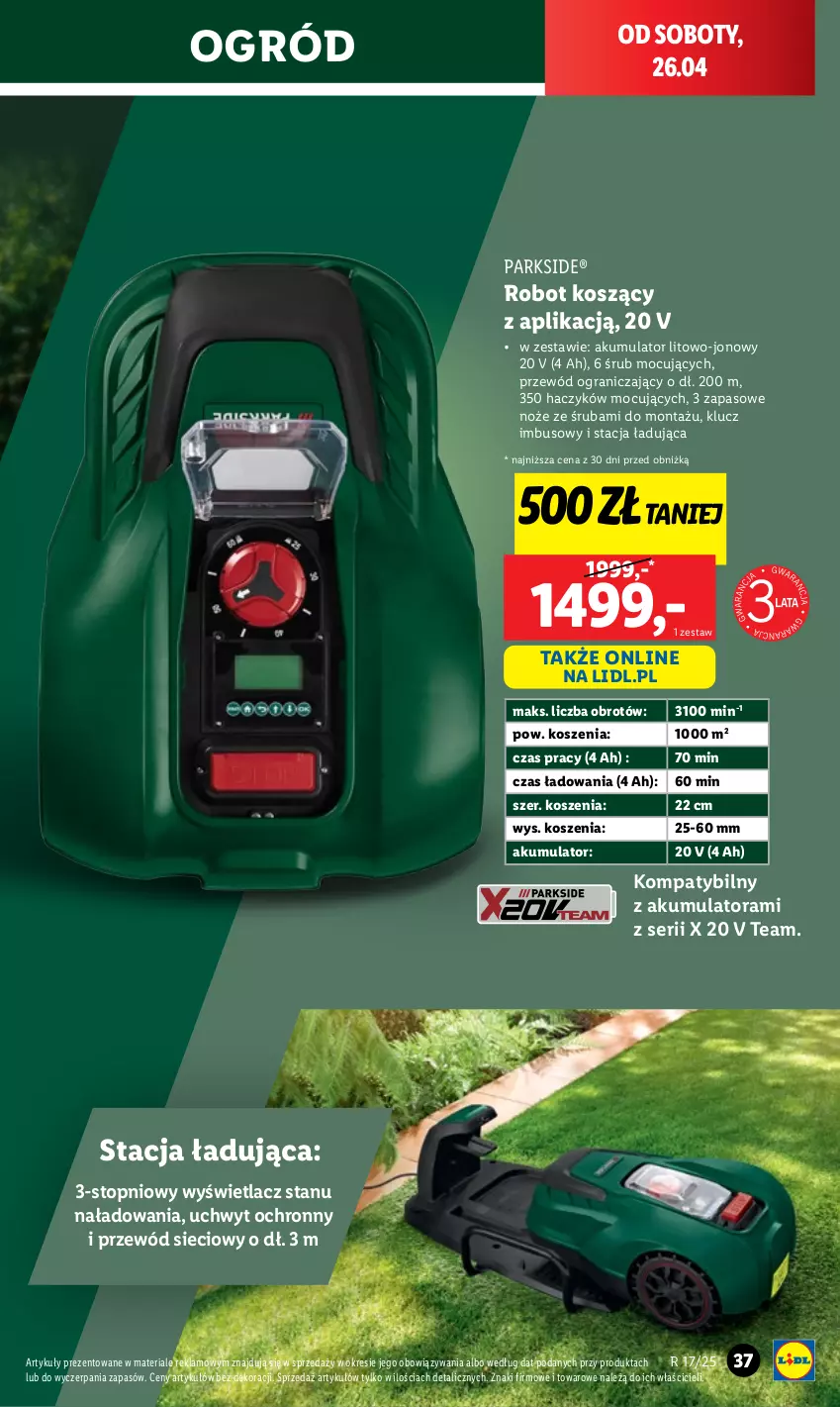 Gazetka promocyjna Lidl - GAZETKA - ważna 22.04 do 27.04.2025 - strona 41 - produkty: Akumulator, Gra, Haczyk, Kosz, Noż, Ogród, Parkside, Przewód, Robot, Ser, Top