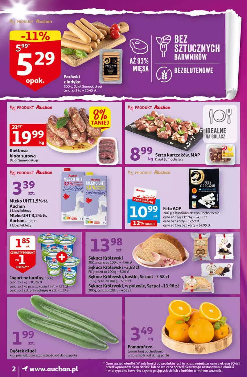 Gazetka promocyjna Auchan - Gazetka Wielkie majowe odkrycia cenowe część #3 Moje Auchan - ważna 11.05 do 17.05.2023 - strona 2 - produkty: Fa, Feta, Kiełbasa, Królewski, Kurczak, Mleko, O nas, Rama, Sękacz, Ser