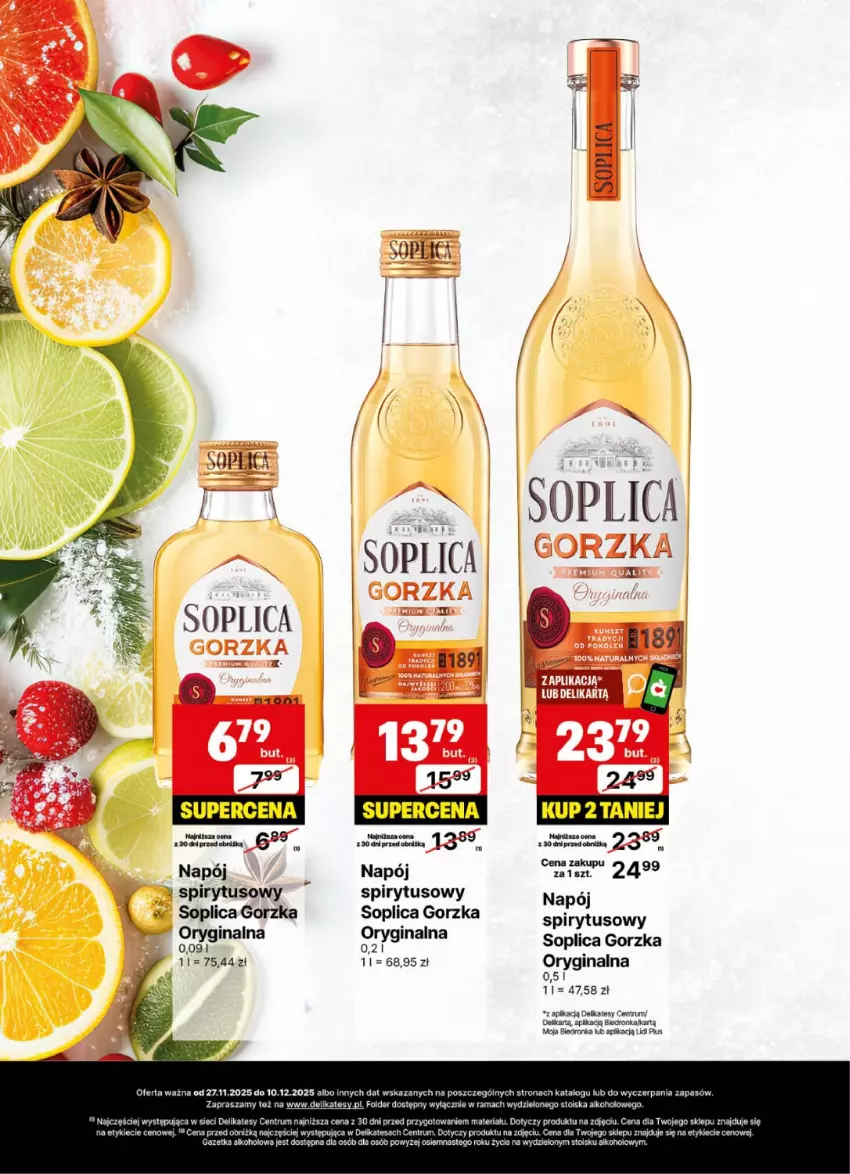 Gazetka promocyjna Delikatesy Centrum - Delibarek DC48-DC49 - ważna 27.11 do 10.12.2025 - strona 16 - produkty: Gin, Napój, Rama, Rum, Soplica