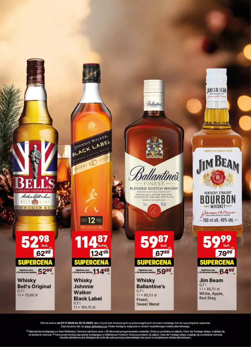 Gazetka promocyjna Delikatesy Centrum - Delibarek DC48-DC49 - ważna 27.11 do 10.12.2025 - strona 23 - produkty: Ballantine's, Bell, Gin, Jim Beam, Lack, Rama, Rum, Sos, Whiskey, Whisky