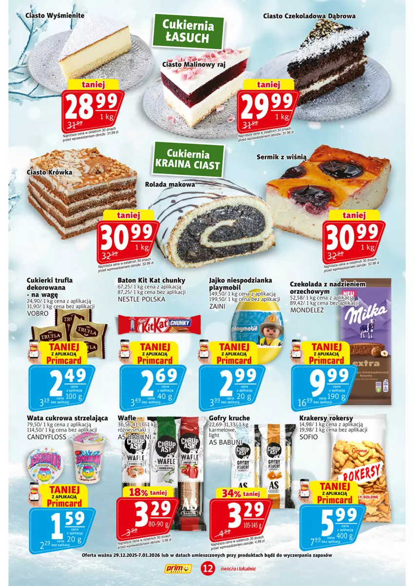 Gazetka promocyjna Prim Market - ważna 29.12.2025 do 07.01.2026 - strona 12 - produkty: Baton, Candy, Cukier, Cukierki, Gofry, Kit Kat, Krakersy, Wafle, Wata cukrowa