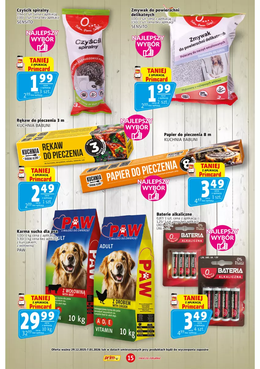 Gazetka promocyjna Prim Market - ważna 29.12.2025 do 07.01.2026 - strona 15 - produkty: Babuni, Baterie alkaliczne, Bezy, Kuchnia, Kurczak, Papier, Papier do pieczenia, Piec, Rękaw do pieczenia, Sito