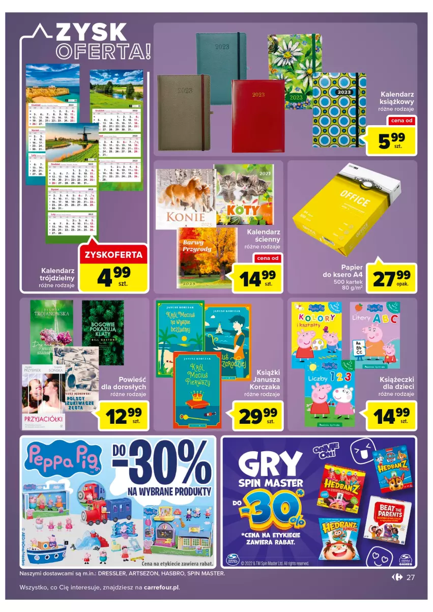 Gazetka promocyjna Carrefour - Gazetka Carrefour - ważna 25.10 do 05.11.2022 - strona 27 - produkty: Dres, Dzieci, Hasbro, Kalendarz, Papier, Ser