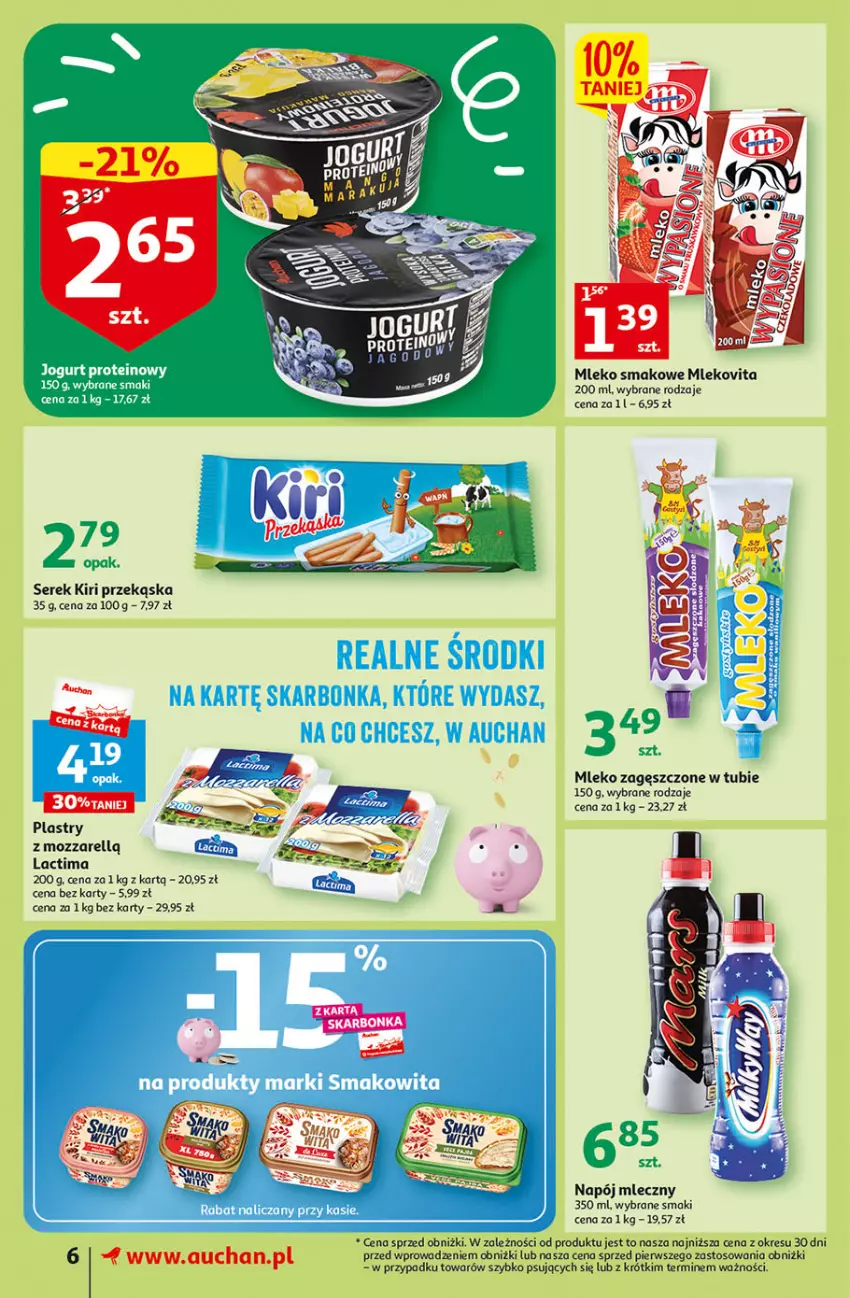Gazetka promocyjna Auchan - Gazetka Oferty tygodnia Supermarket Auchan - ważna 25.05 do 31.05.2023 - strona 6 - produkty: Fa, Jogurt, Mleko, Mleko smakowe, Mleko zagęszczone, Mlekovita, Napój, Napój mleczny, O nas, Ser, Serek
