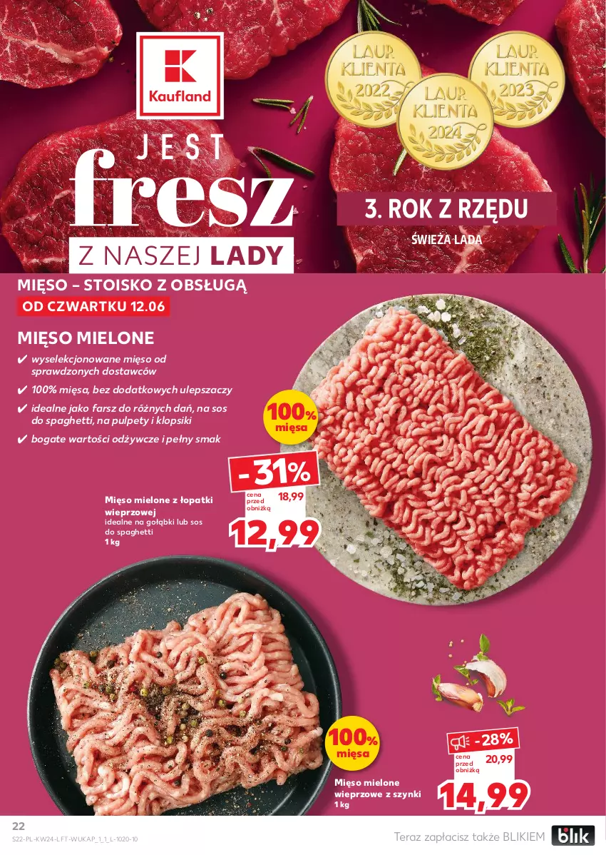 Gazetka promocyjna Kaufland - Gazetka tygodnia - ważna 12.06 do 17.06.2025 - strona 22 - produkty: Fa, Klopsiki, Mięso, Mięso mielone, Mięso mielone z łopatki wieprzowej, Pulpety, Sos, Spaghetti, Tera
