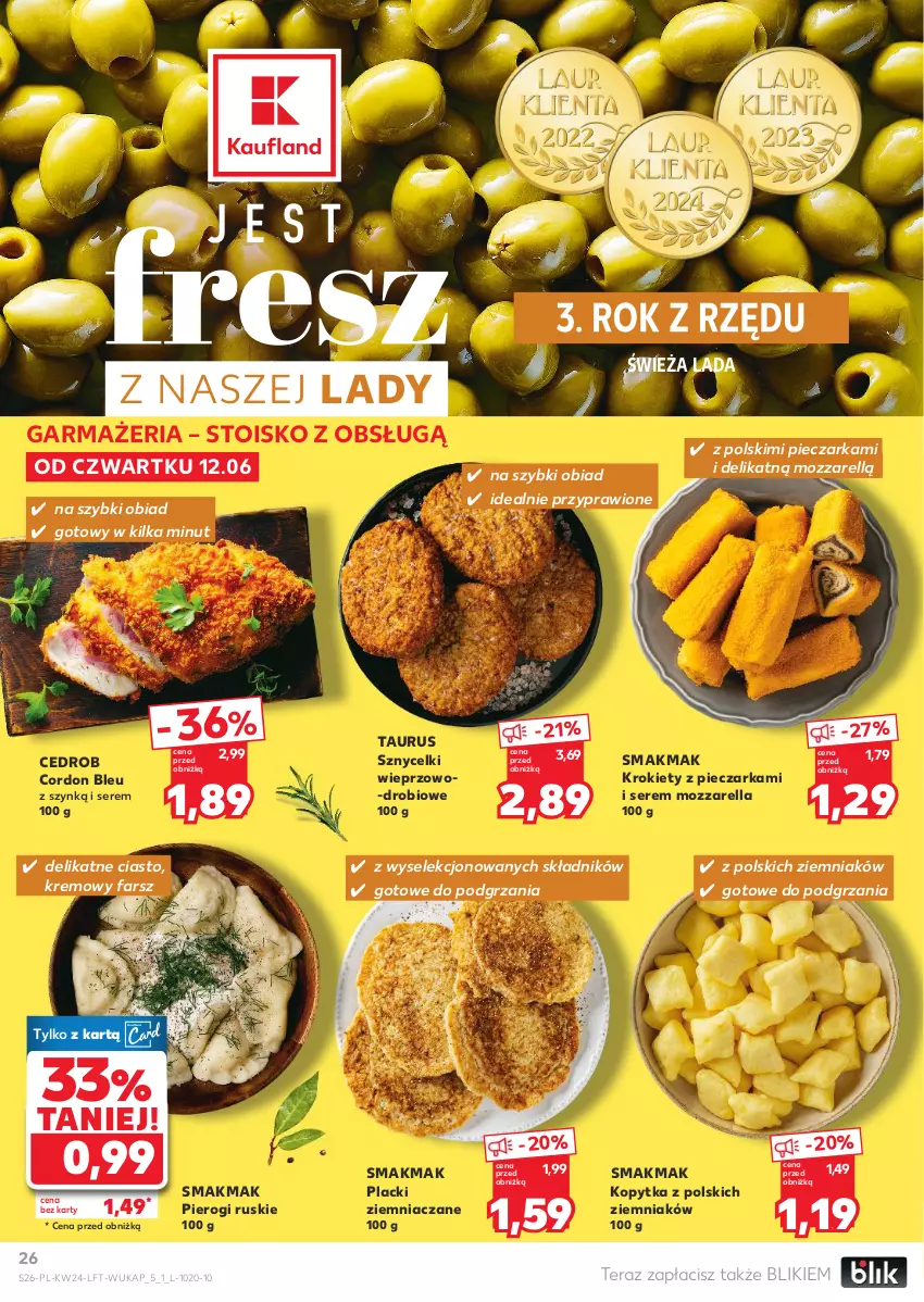 Gazetka promocyjna Kaufland - Gazetka tygodnia - ważna 12.06 do 17.06.2025 - strona 26 - produkty: Cordon Bleu, Fa, Kopytka, Krokiety, Lack, Mozzarella, Piec, Pieczarka, Pierogi, Ser, Tera