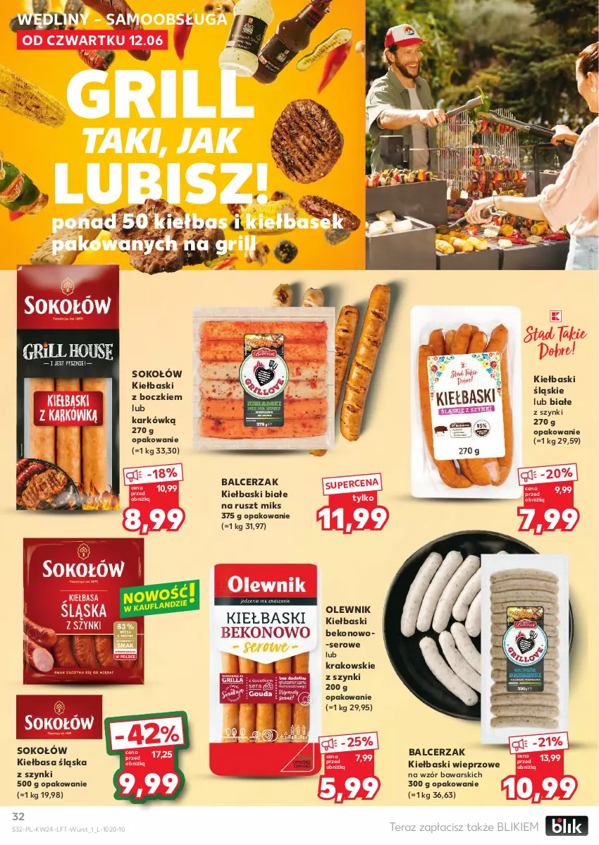 Gazetka promocyjna Kaufland - Gazetka tygodnia - ważna 12.06 do 17.06.2025 - strona 32 - produkty: Beko, Grill, Kiełbasa, Kiełbasa śląska, Kiełbaski białe, Kiełbaski śląskie, Olewnik, Ser, Sok, Sokołów, Tera