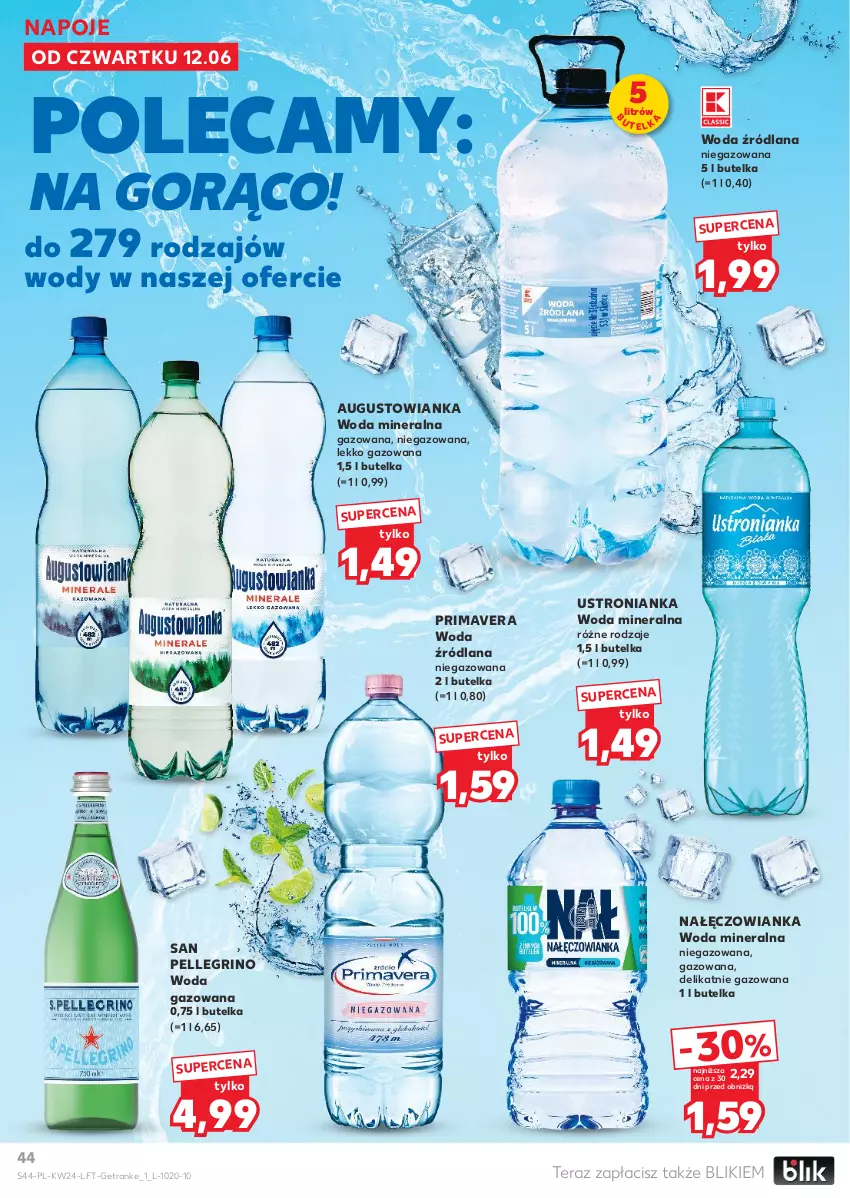 Gazetka promocyjna Kaufland - Gazetka tygodnia - ważna 12.06 do 17.06.2025 - strona 44 - produkty: LANA, Nałęczowianka, Napoje, Prima, Primavera, Tera, Tran, Woda, Woda gazowana, Woda mineralna