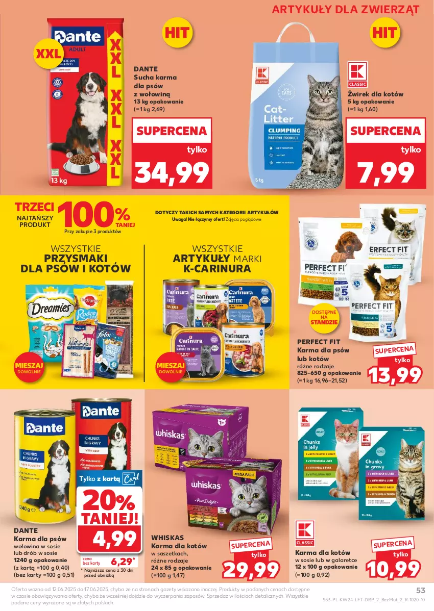 Gazetka promocyjna Kaufland - Gazetka tygodnia - ważna 12.06 do 17.06.2025 - strona 53 - produkty: Drób, Gala, Przysmaki, Sos, Sucha karma, Waga, Whiskas, Wołowina