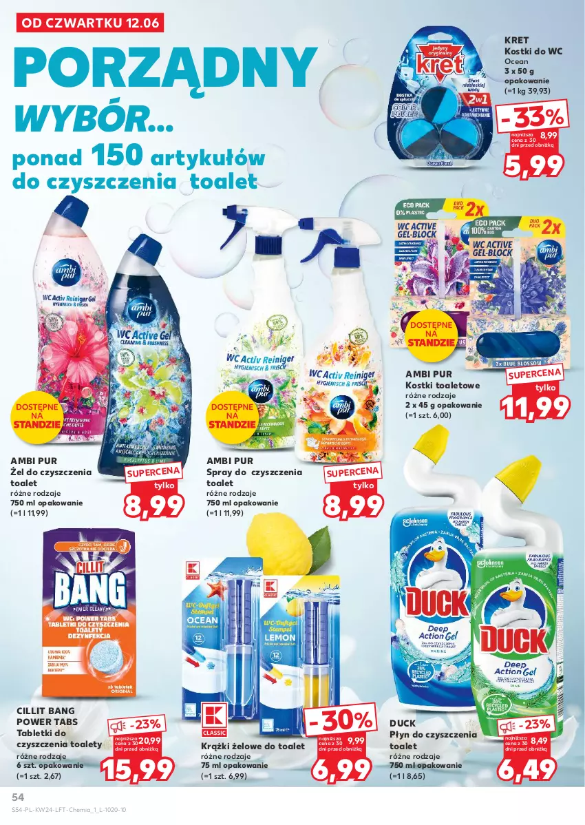 Gazetka promocyjna Kaufland - Gazetka tygodnia - ważna 12.06 do 17.06.2025 - strona 54 - produkty: Ambi Pur, Cillit Bang, Duck, Kret, Por, Pur, Spray do czyszczenia, Tablet