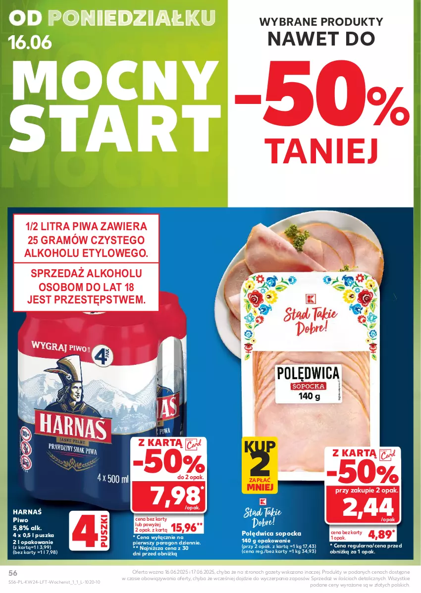 Gazetka promocyjna Kaufland - Gazetka tygodnia - ważna 12.06 do 17.06.2025 - strona 56 - produkty: Gra, Harnaś, Piwa, Piwo, Polędwica