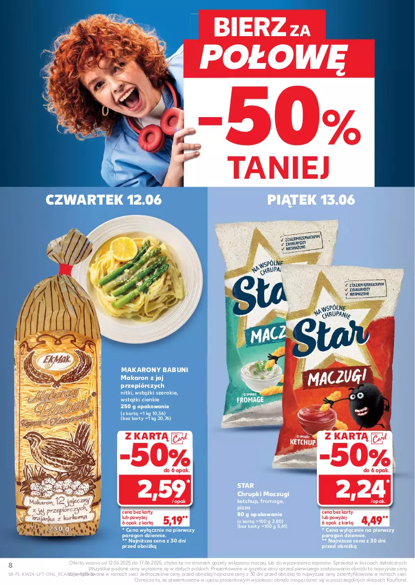 Gazetka promocyjna Kaufland - Gazetka tygodnia - ważna 12.06 do 17.06.2025 - strona 8 - produkty: Babuni, Chrupki, Ketchup, Makaron, Pizza, Rama, Sok