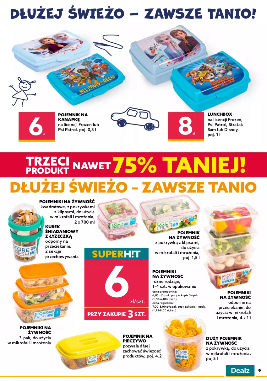 Gazetka promocyjna Dealz - NOWA GAZETKASETKI PRODUKTÓW TANIEJ! - ważna 27.07 do 09.08.2022 - strona 9 - produkty: Danio, Disney, Dżem, Fa, Frozen, Klej, Kubek, Piec, Pieczywo, Pojemnik, Por, Przyprawy, Psi Patrol