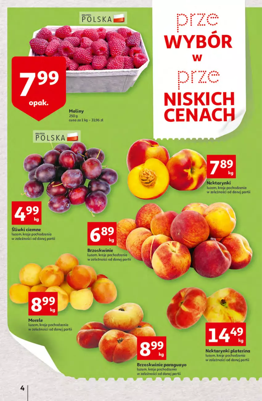 Gazetka promocyjna Auchan - Szkoła oszczędzania Temat PrzeTanie Kupowanie Hipermarkety - ważna 28.07 do 03.08.2022 - strona 4 - produkty: Brzoskwinie, Maliny, Nektar