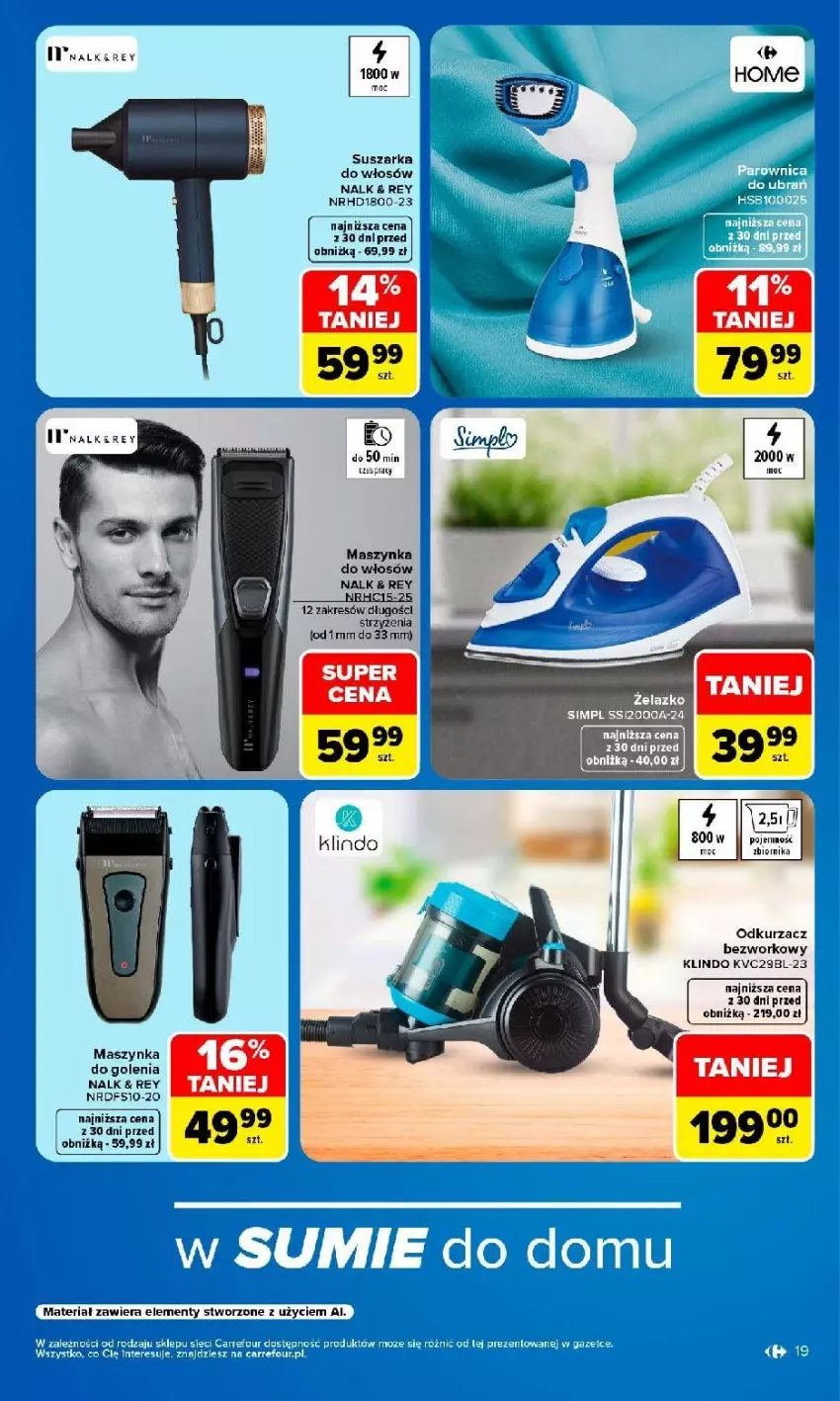 Gazetka promocyjna Carrefour - Gazetka Produkt Carrefour w SUMIE najlepsza jakość i cena - ważna 24.08 do 05.09.2026 - strona 19 - produkty: Fa, Maszynka, Maszynka do golenia, Odkurzacz, Suszarka, Szynka