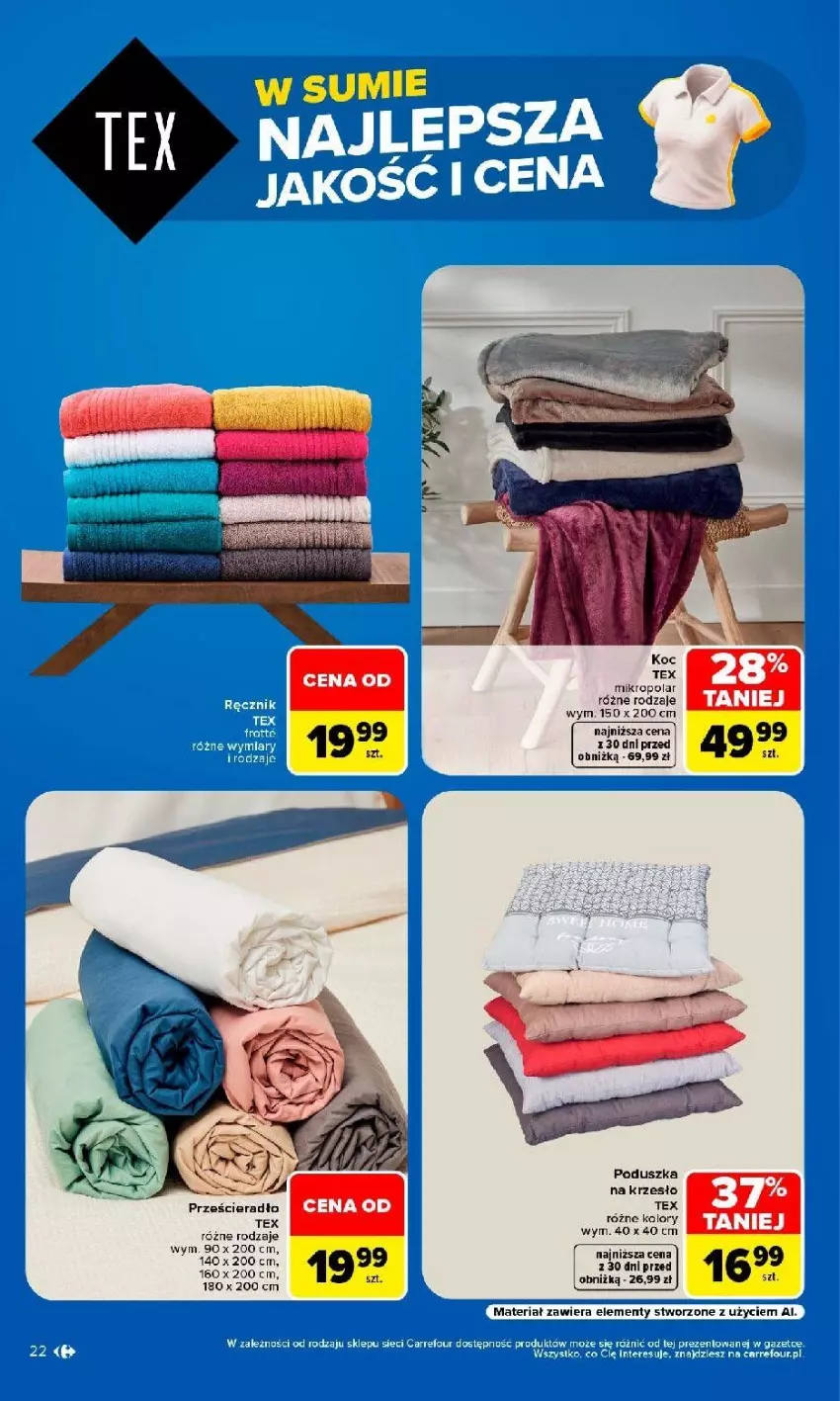 Gazetka promocyjna Carrefour - Gazetka Produkt Carrefour w SUMIE najlepsza jakość i cena - ważna 24.08 do 05.09.2026 - strona 22 - produkty: Fa, Krzesło, Poduszka, Prześcieradło