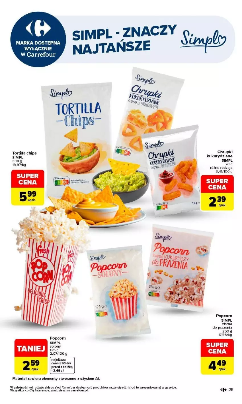 Gazetka promocyjna Carrefour - Gazetka Produkt Carrefour w SUMIE najlepsza jakość i cena - ważna 24.08 do 05.09.2026 - strona 25 - produkty: Chrupki, Popcorn, Tortilla, Tortilla Chips