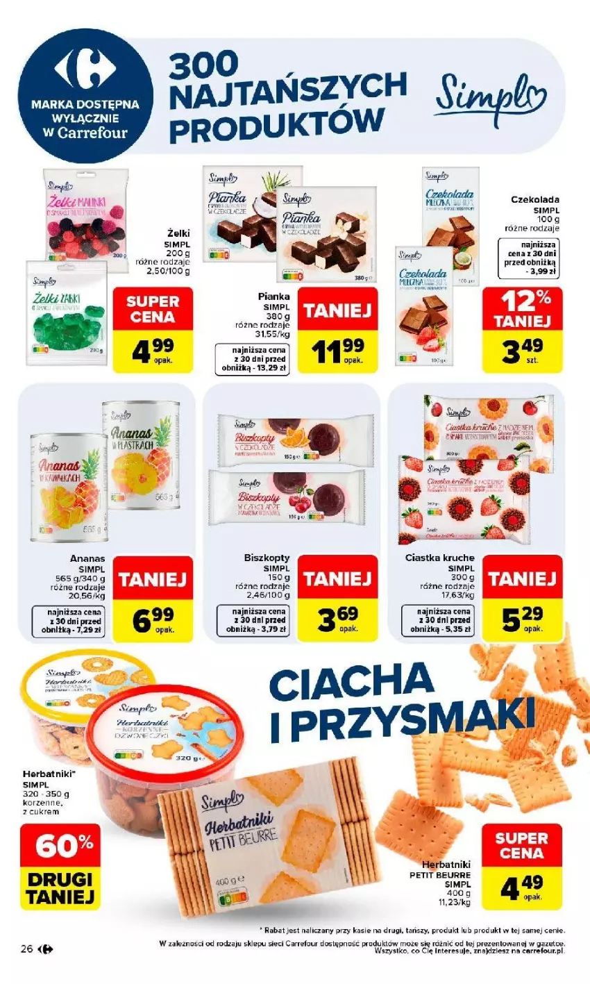 Gazetka promocyjna Carrefour - Gazetka Produkt Carrefour w SUMIE najlepsza jakość i cena - ważna 24.08 do 05.09.2026 - strona 26 - produkty: Ananas, Biszkopty, Ciastka, Czekolada, Hask, Herbatniki, Por