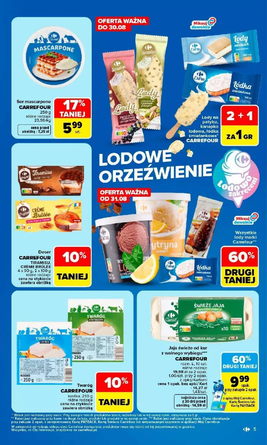 Gazetka promocyjna Carrefour - Gazetka Produkt Carrefour w SUMIE najlepsza jakość i cena - ważna 24.08 do 05.09.2026 - strona 5 - produkty: Deser, Jaja, Mascarpone, Por, Ser