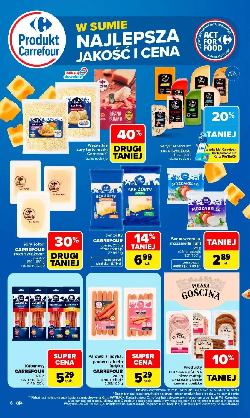 Gazetka promocyjna Carrefour - Gazetka Produkt Carrefour w SUMIE najlepsza jakość i cena - ważna 24.08 do 05.09.2026 - strona 6 - produkty: Fa, Kabanos, Mozzarella, Parówki, Parówki z indyka, Ser