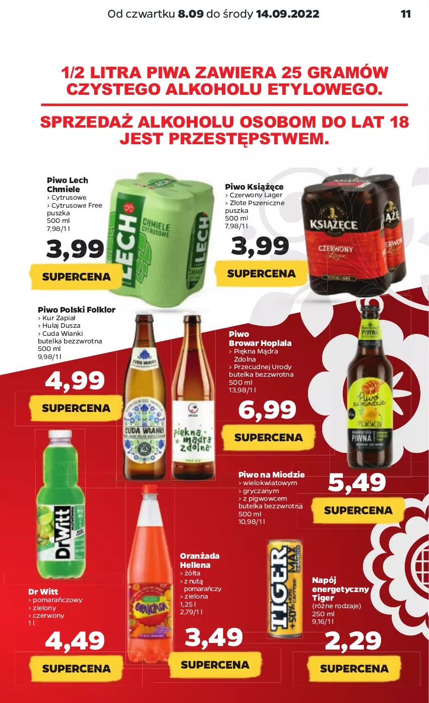 Gazetka promocyjna Netto - Artykuły spożywcze - ważna 08.09 do 14.09.2022 - strona 11 - produkty: Gra, Gry, Hellena, Książęce, Napój, Napój energetyczny, Oranżada, Piwa, Piwo, Tiger