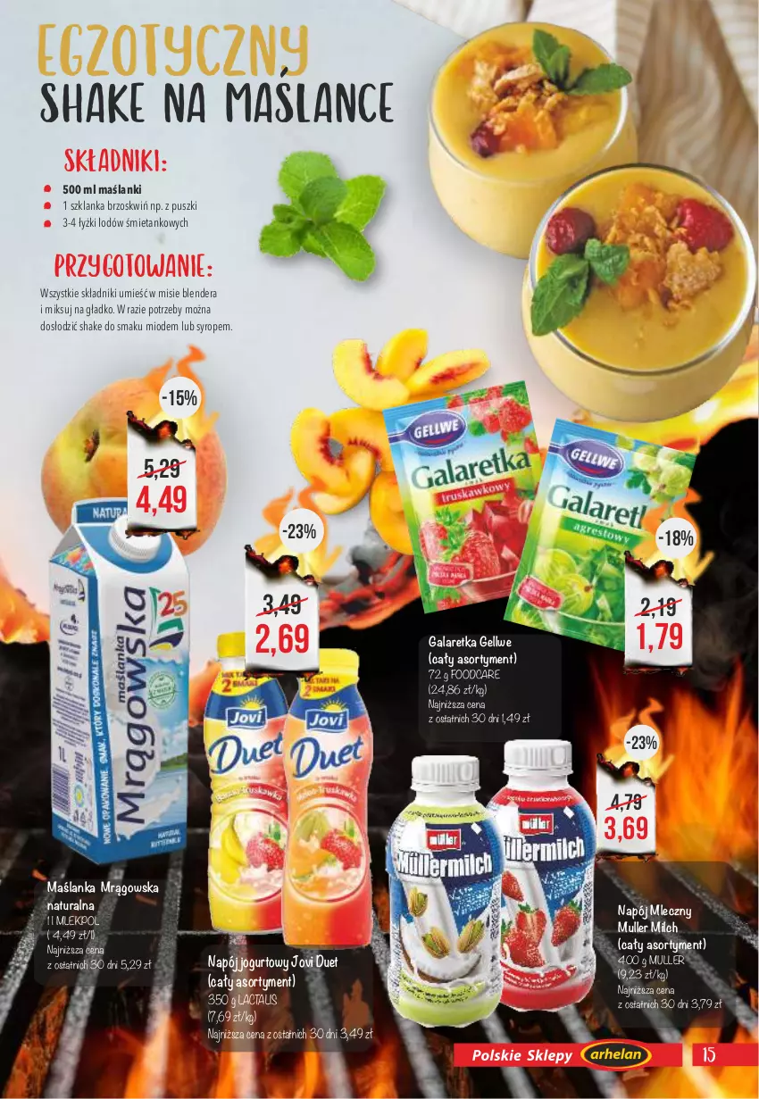 Gazetka promocyjna Arhelan - Gazetka - ważna 24.04 do 07.05.2023 - strona 15 - produkty: Blender, Gala, Galaretka, Jogurt, Lanki, Maślanka, Napój, Napój jogurtowy, Napój mleczny, Syrop, Szklanka