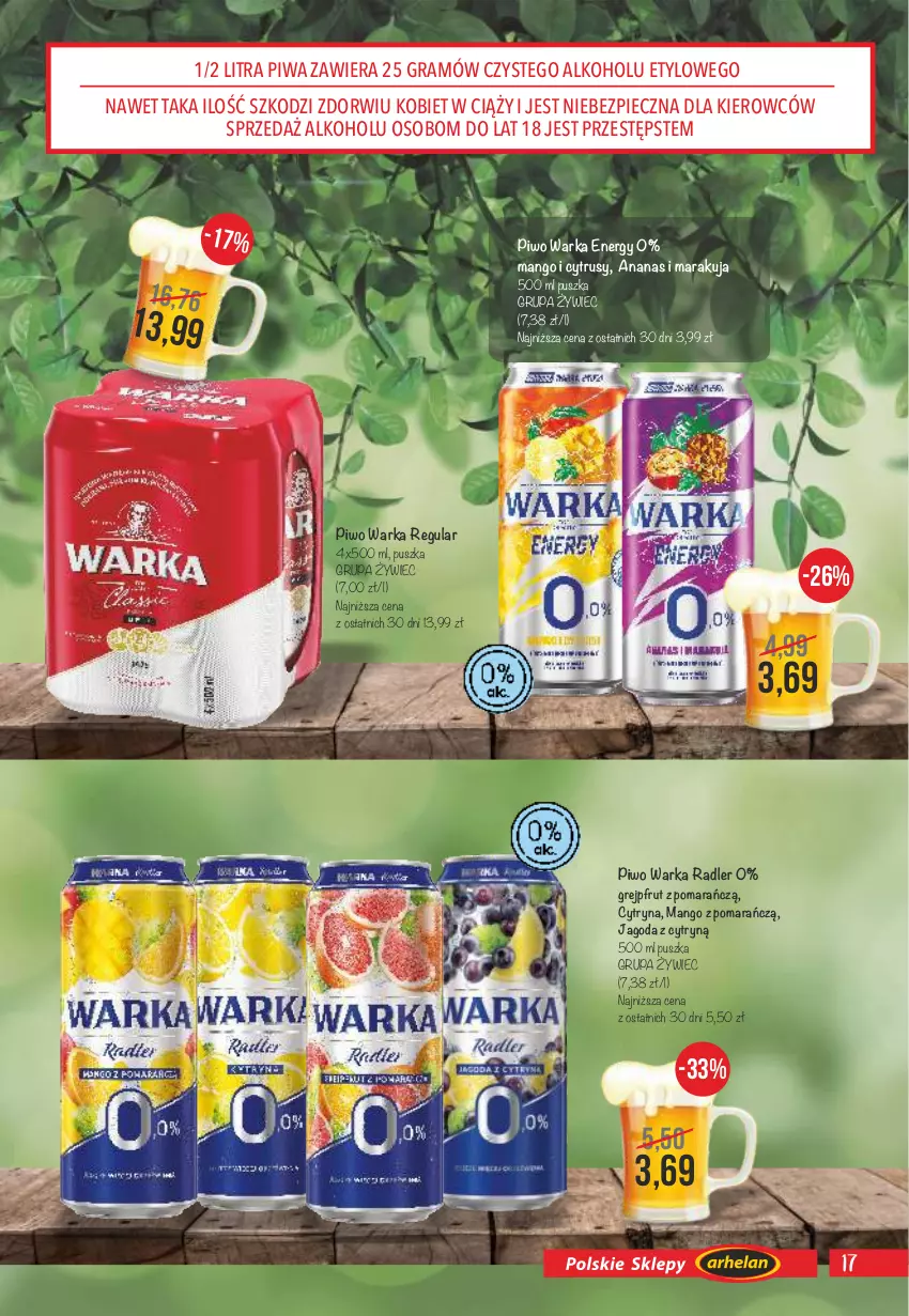 Gazetka promocyjna Arhelan - Gazetka - ważna 24.04 do 07.05.2023 - strona 17 - produkty: Ananas, Gra, Grejpfrut, Mango, Piec, Piwa, Piwo, Radler, Warka