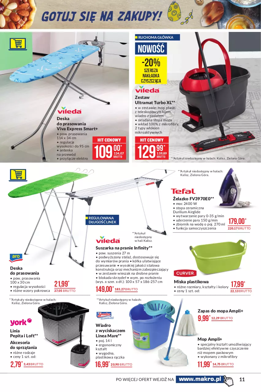 Gazetka promocyjna Makro - [Oferta promocyjna] Artykuły przemysłowe - ważna 23.03 do 03.04.2021 - strona 11 - produkty: Deska do prasowania, Kije, Miska, Mop, Piec, Przewód, Rama, Sok, Suszarka, Suszarka na pranie, Teleskop, Top, Wiadro, Wiadro z wyciskaczem, Wieszak