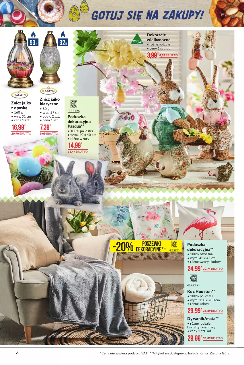 Gazetka promocyjna Makro - [Oferta promocyjna] Artykuły przemysłowe - ważna 23.03 do 03.04.2021 - strona 4 - produkty: Dywan, Dywanik, Koc, Poduszka, Poduszka dekoracyjna, Wełna, Znicz