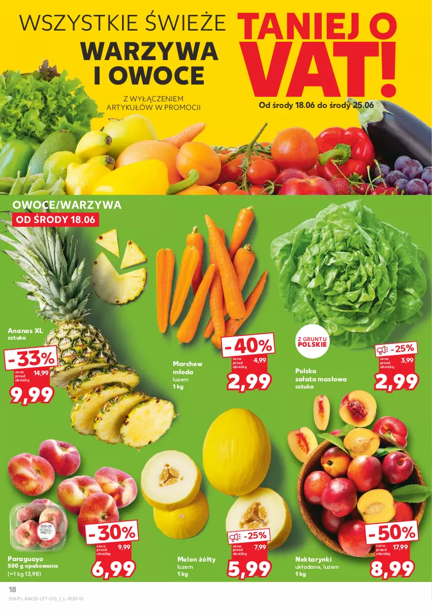 Gazetka promocyjna Kaufland - Gazetka tygodnia - ważna 18.06 do 25.06.2025 - strona 18 - produkty: Ananas, Grunt, Masło, Melon, Nektar, Owoce, Sałat, Sałata masłowa, Warzywa, Warzywa i owoce