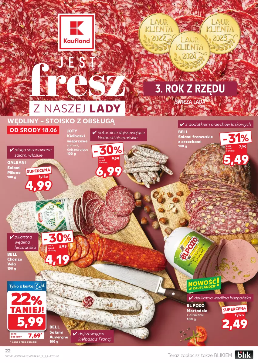 Gazetka promocyjna Kaufland - Gazetka tygodnia - ważna 18.06 do 25.06.2025 - strona 22 - produkty: Bell, Galbani, Kiełbasa, Salami, Tera, Wędlina