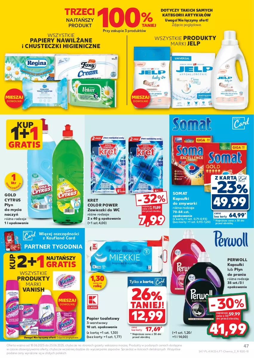 Gazetka promocyjna Kaufland - Gazetka tygodnia - ważna 18.06 do 25.06.2025 - strona 47 - produkty: Chusteczki, Do mycia naczyń, Gra, Kret, Papier, Papier toaletowy, Perwoll, Płyn do mycia, Płyn do mycia naczyń, Płyn do prania, Somat, Vanish, Waga, Zawieszki, Zmywarki