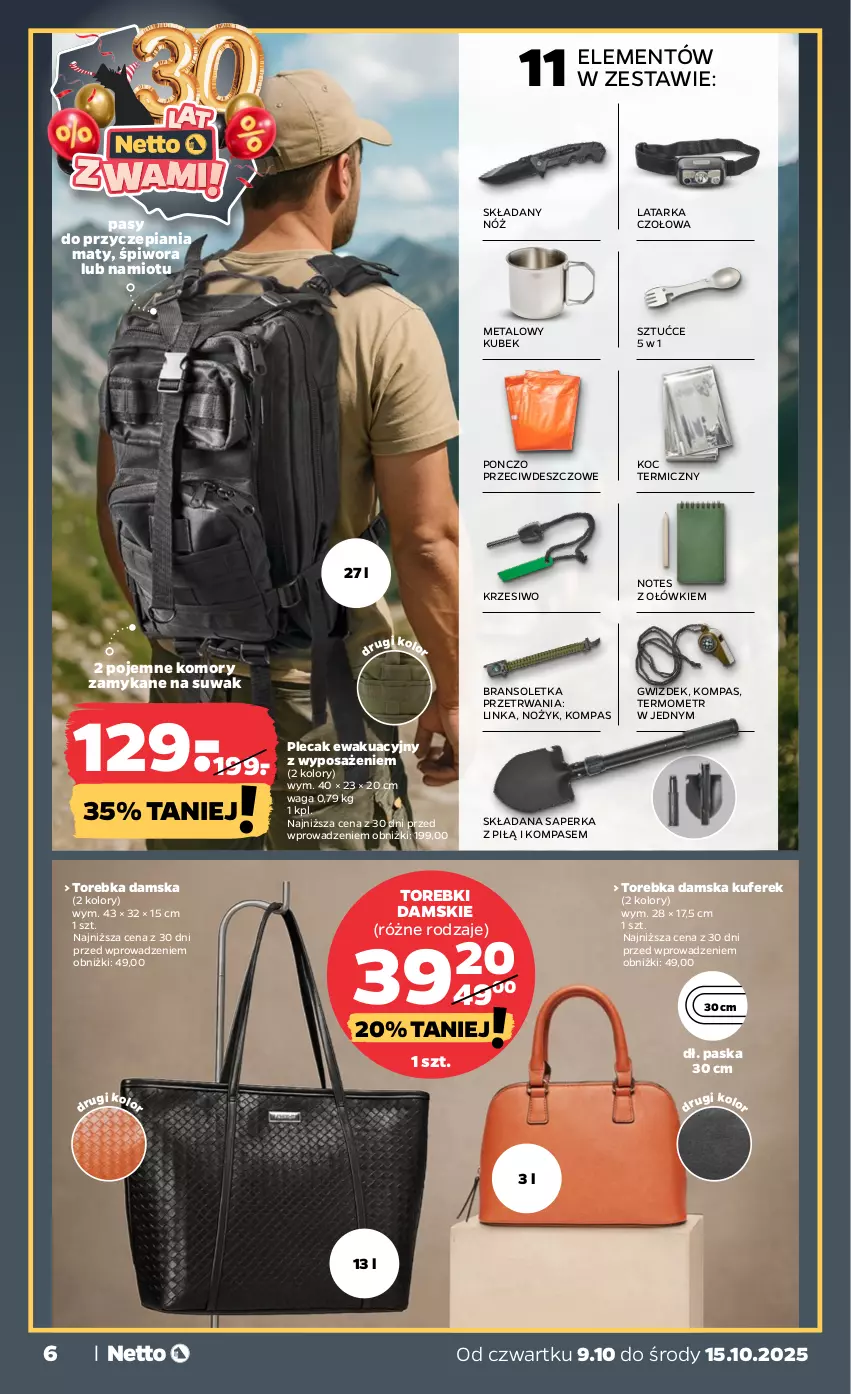 Gazetka promocyjna Netto - Od Czwartku Przemysłowa - ważna 09.10 do 15.10.2025 - strona 6 - produkty: Bransoletka, Inka, Koc, Kubek, Latarka, Latarka czołowa, Namiot, Noż, Piwo, Plecak, Ponczo, Tarka, Termometr, Waga