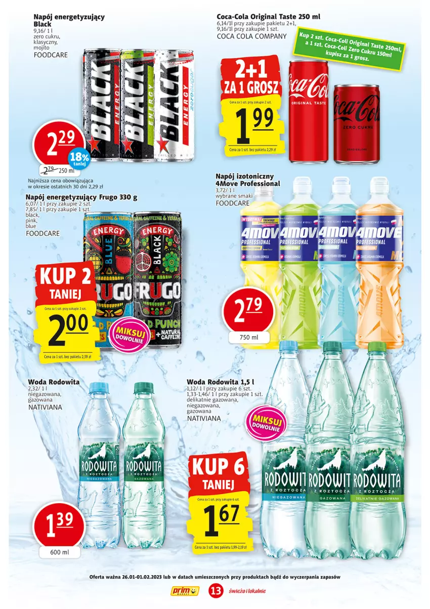 Gazetka promocyjna Prim Market - ważna 26.01 do 02.02.2023 - strona 13 - produkty: Coca-Cola, Gin, Lack, Napój, Woda