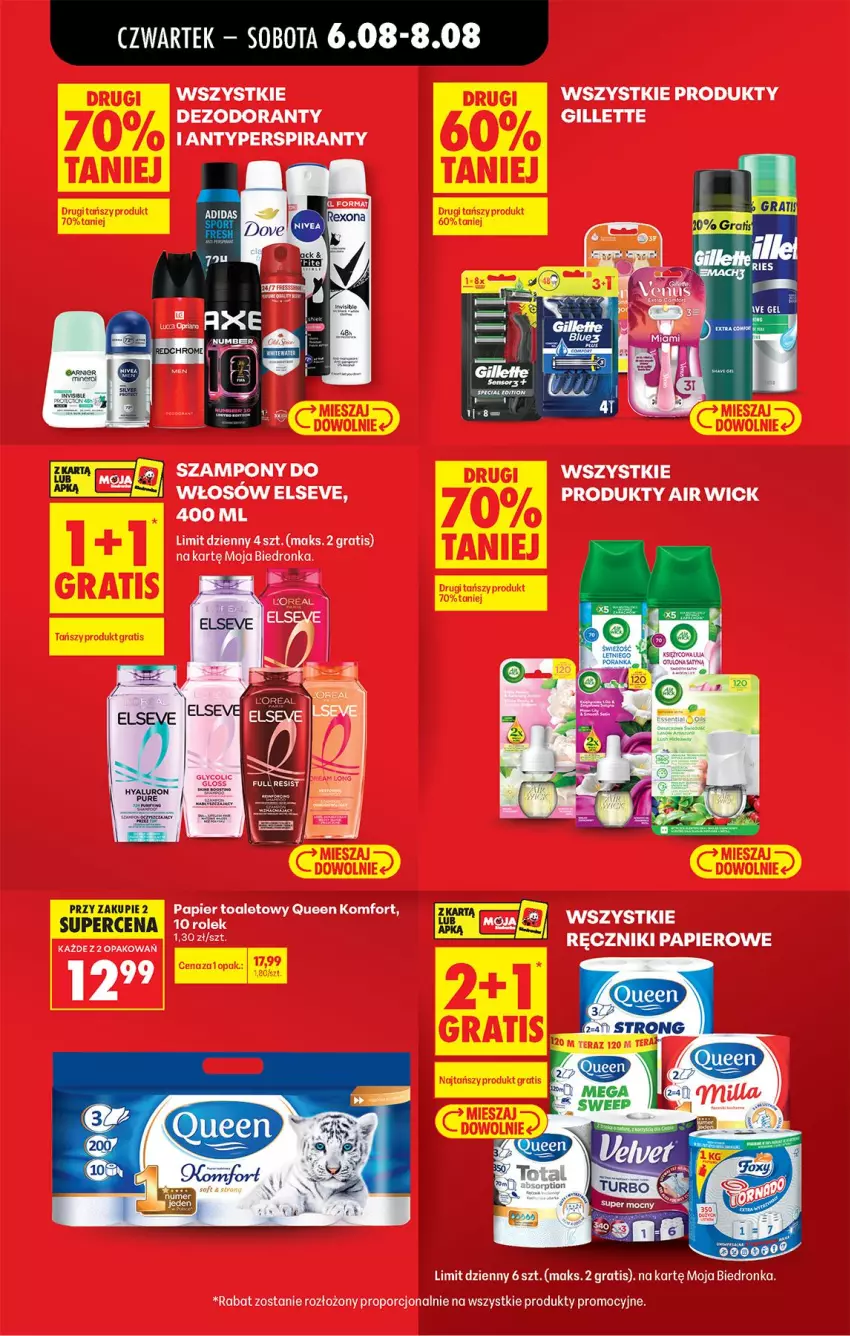 Gazetka promocyjna Biedronka - Od Czwartku - ważna 06.08 do 08.08.2026 - strona 17 - produkty: Air Wick, Antyperspirant, Dezodorant, Elseve, Gillette, Gra, Papier, Papier toaletowy, Por, Ręcznik, Ręczniki papierowe, Szampon