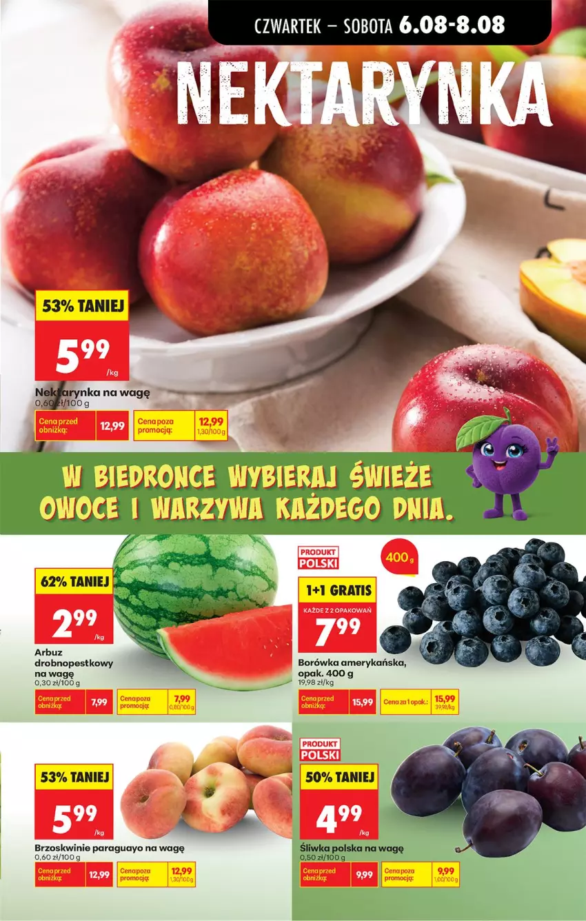 Gazetka promocyjna Biedronka - Od Czwartku - ważna 06.08 do 08.08.2026 - strona 29 - produkty: Arbuz, Borówka, Borówka amerykańska, Brzoskwinie, Gra