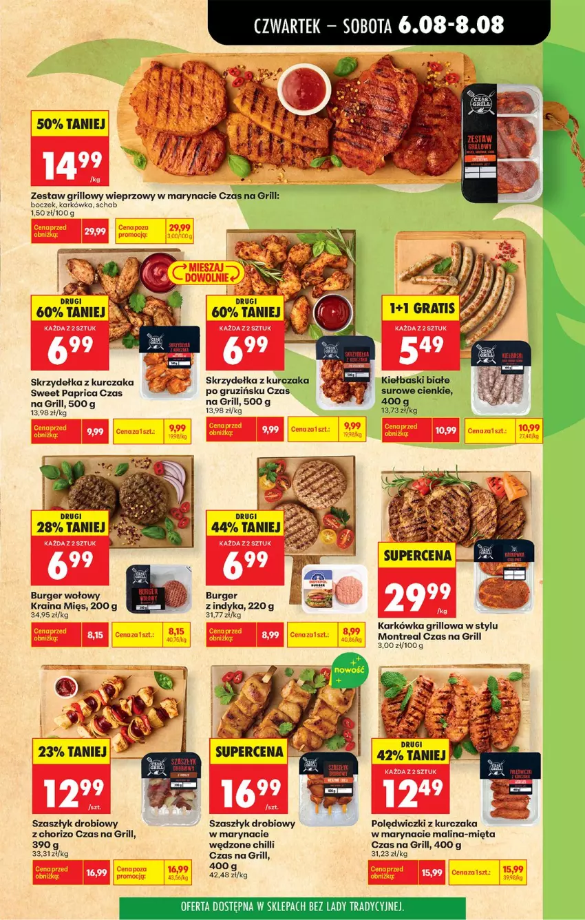 Gazetka promocyjna Biedronka - Od Czwartku - ważna 06.08 do 08.08.2026 - strona 37 - produkty: Boczek, Burger, Grill, Kiełbaski białe, Kurczak, Mięta, Polędwiczki z kurczaka, Por, Skrzydełka z kurczaka