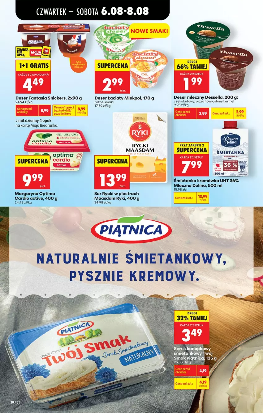 Gazetka promocyjna Biedronka - Od Czwartku - ważna 06.08 do 08.08.2026 - strona 52 - produkty: Deser, Deser mleczny, Fa, Fanta, Gra, Kremówka, Maasdam, Margaryna, Optima, Piątnica, Ser, Snickers
